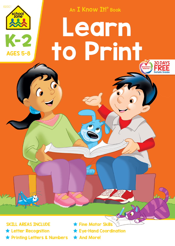Learn to Print K-2 will engage your child with writing activities and more!