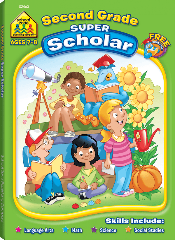 Second Grade Super Scholar Workbook will challenge kids while giving them the tools for school success.