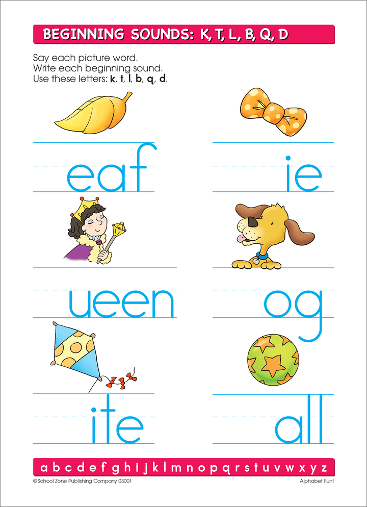 Alphabet Fun! Write & Reuse Workbook includes lots of practice in writing and sounding out letters.