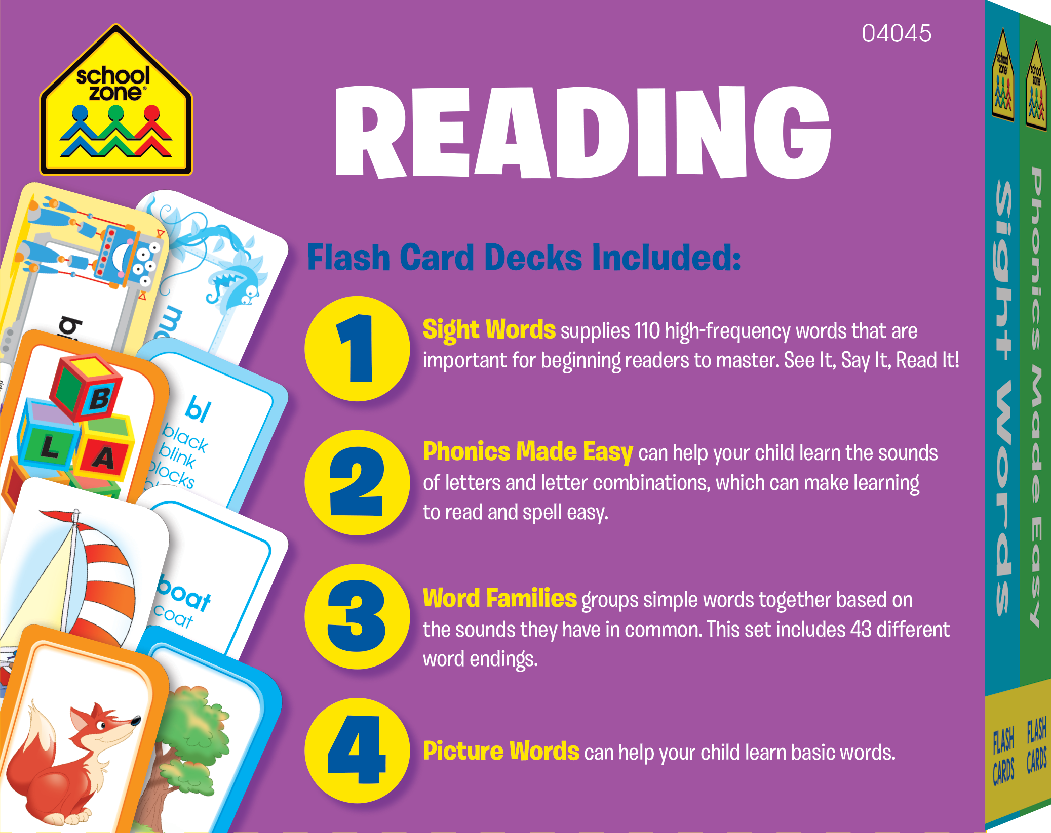 Reading Flash Cards (4Pack) School Zone Publishing Company