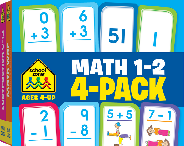 This Math 1-2 Flash Card 4-Pack offers lots of strategies and activities for learning and reinforcing skills.