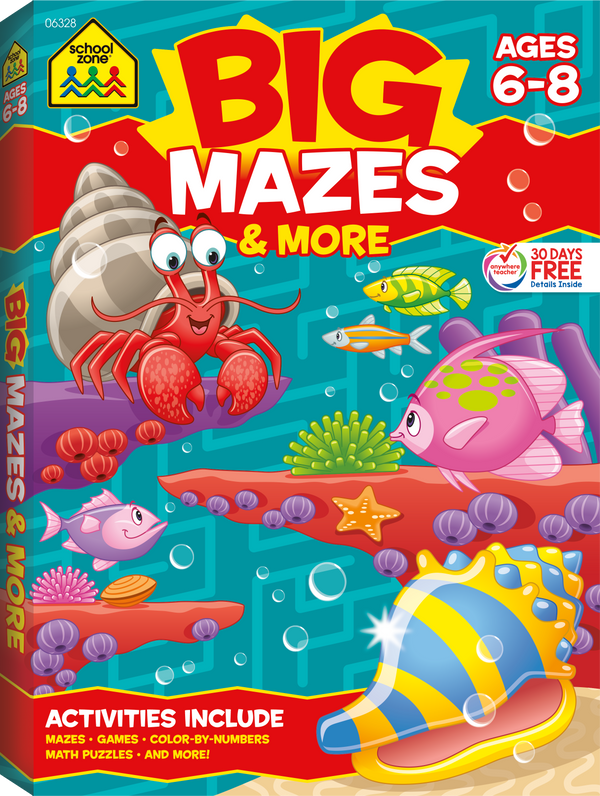 Big Mazes & More Workbook offers pages and pages of mazes.