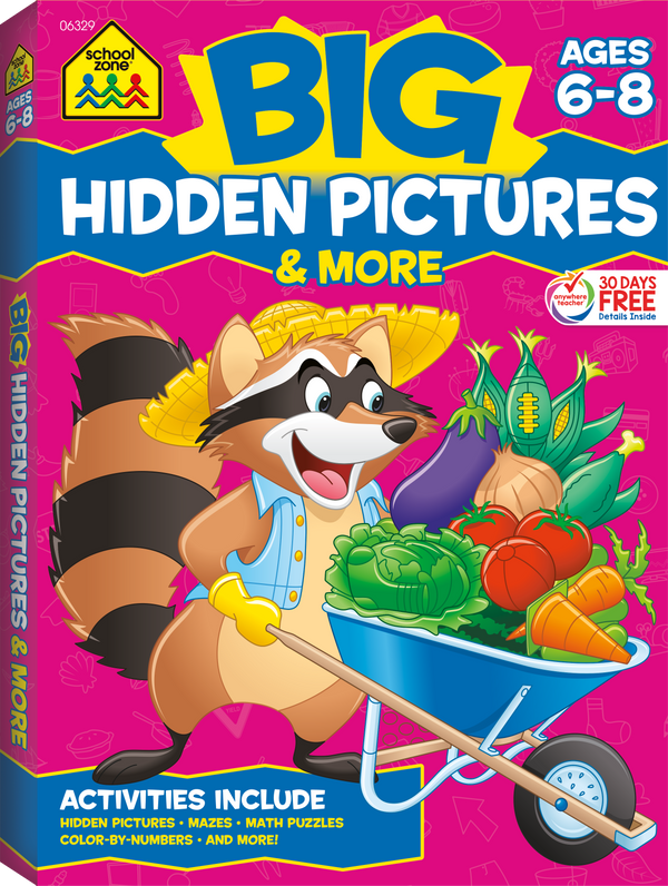 Big Hidden Pictures & More! Workbook develops focus and observation skills.