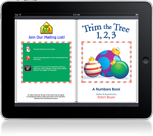 Trim the Tree Interactive Read-along (iOS eBook) adds a festive touch to learning numbers!
