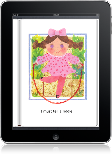 Rhyming word clues in My Friend Goes Left (iOS eBook) help build early reading and language skills.