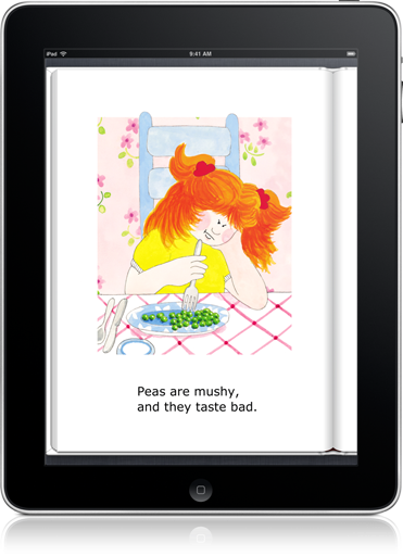Kids will soon be reading I Don't Like Peas (iOS eBook) on their own!