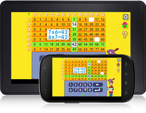 The chart in Multiplication Flash Cards Android app locks in facts and factors.
