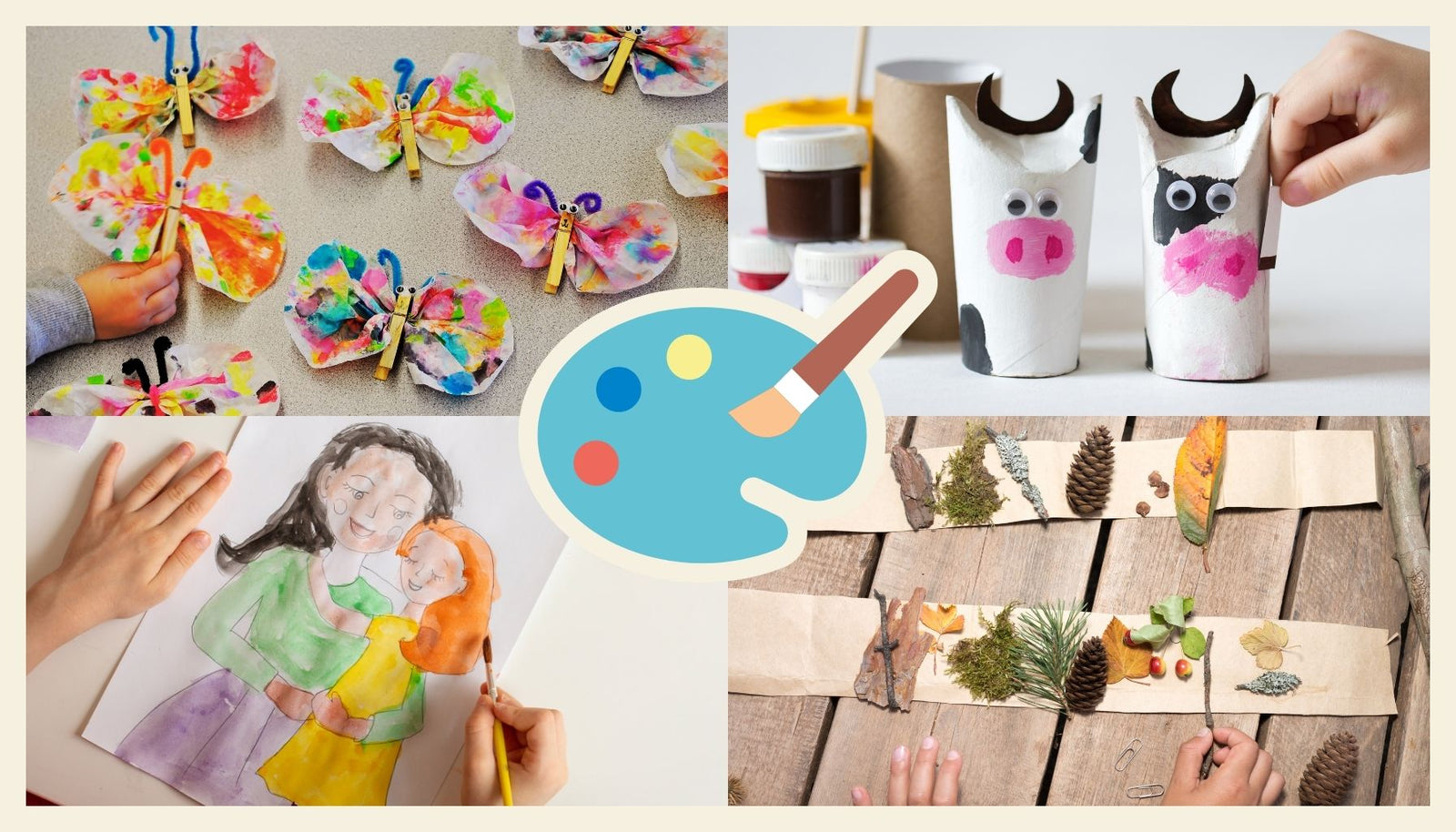 Collage image of a variety of colorful craft and art projects.