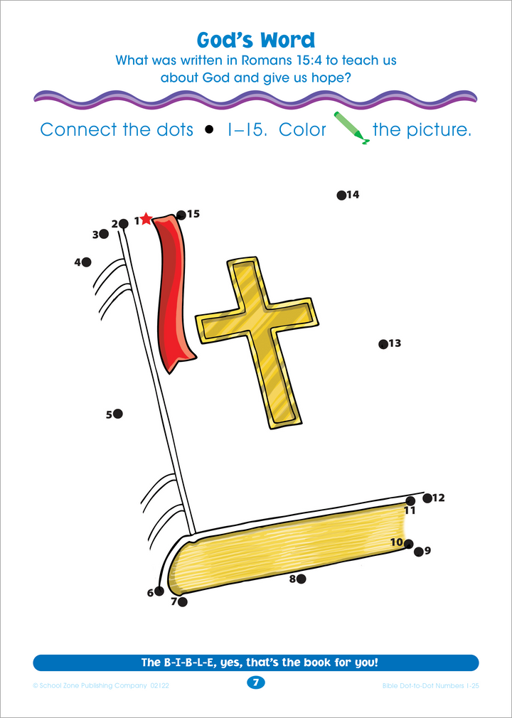 Bible Dot-to-Dots! 1-25 presents a faith-focused approach to early number skills.