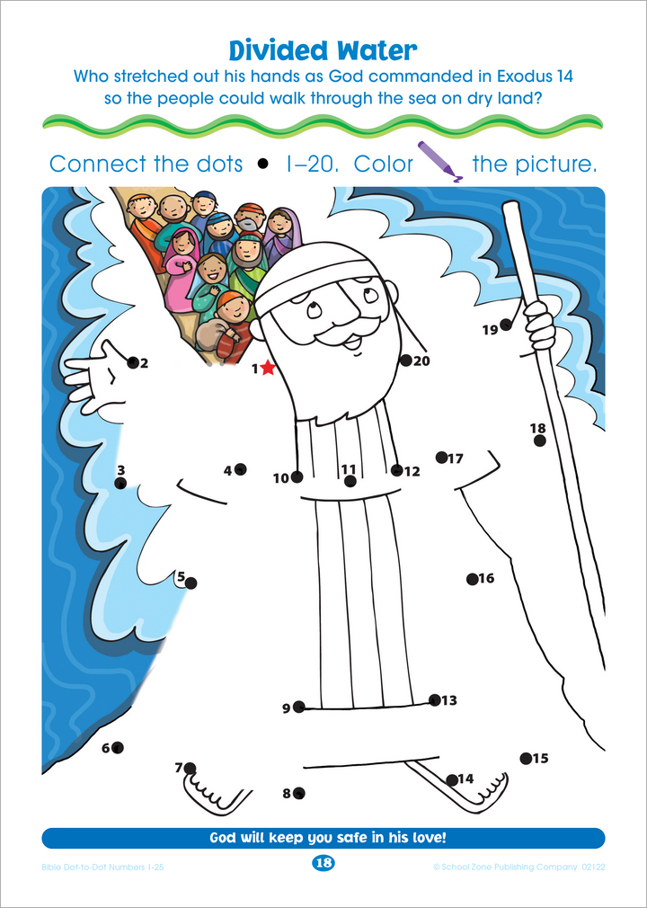 Delightful illustrations and concepts make Bible Dot-to-Dots! 1-25 a multi-purpose learning tool!