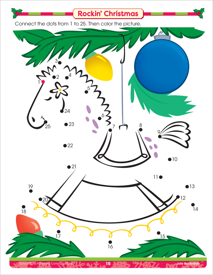 Holiday -Themed Dot-to-Dots Activity in Rockin' Christmas - Jolly Dot-to-Dots Workbook