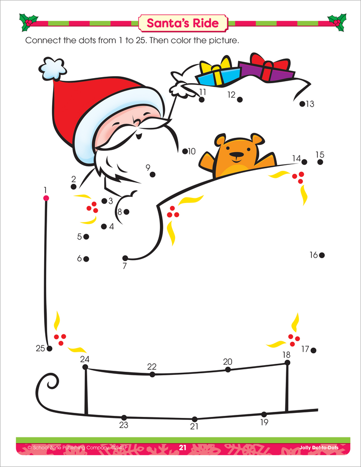 Holiday -Themed Dot-to-Dots Activity in Santa's Ride - Jolly Dot-to-Dots Workbook