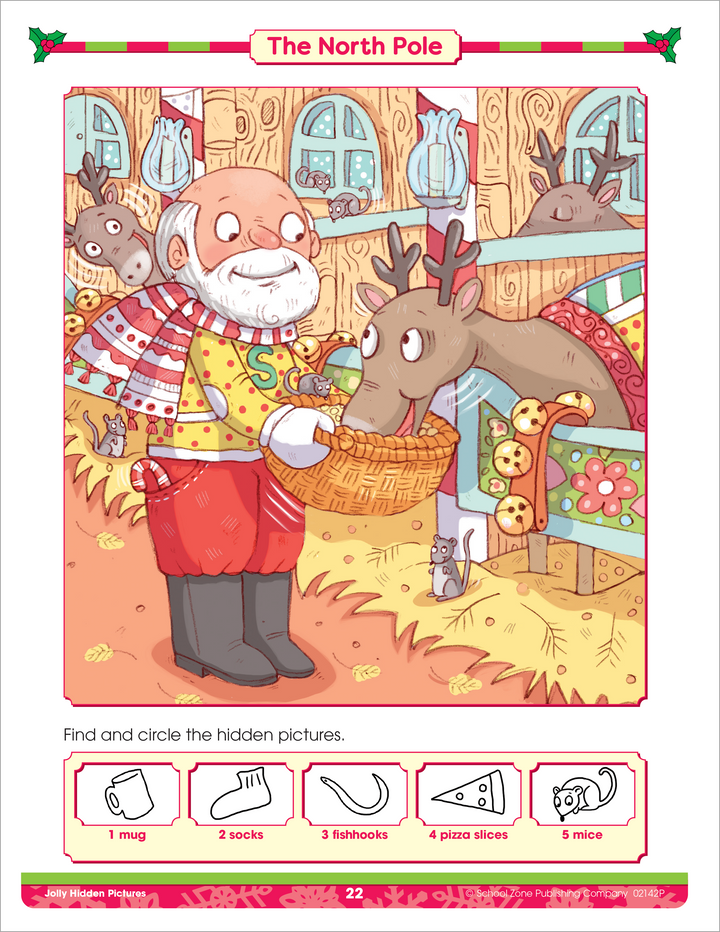 Holiday-Themed Hidden Objects Activity in The North Pole- Jolly Hidden Pictures Workbook