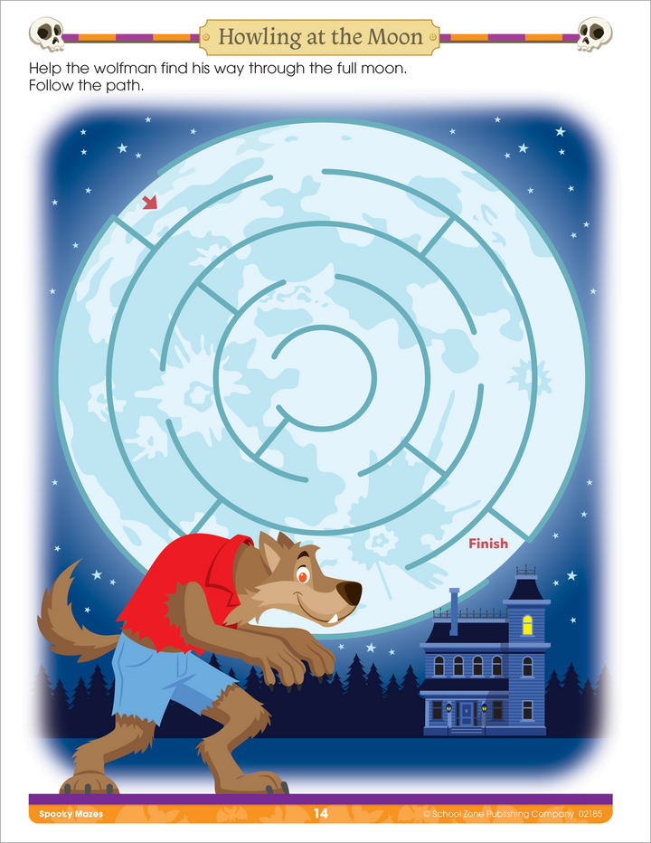 Help the wolfman find his way through the full moon in this Spooky Maze