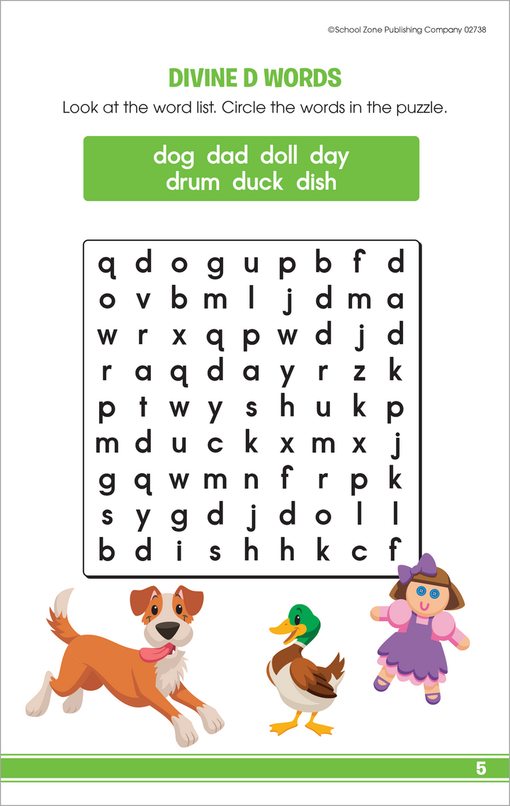 My First Word Searches Little Busy Book includes specific categories of words.