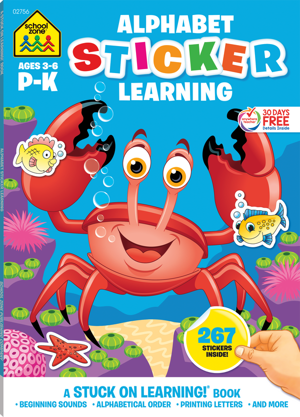 Alphabet Sticker Workbook is a fun introduction to the alphabet and beginning phonics.