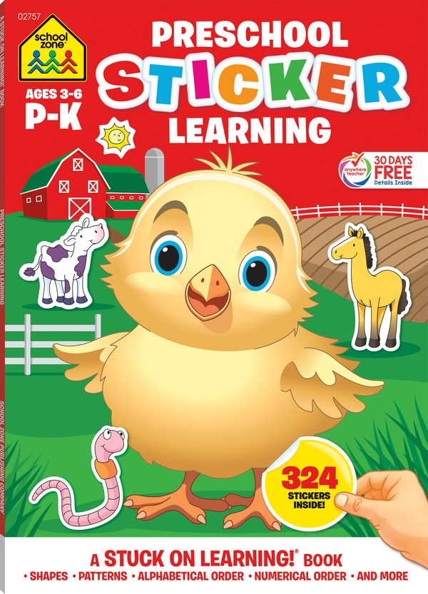 Preschool Stickers Workbook includes over 300 stickers that will enhance your child's learning adventure.