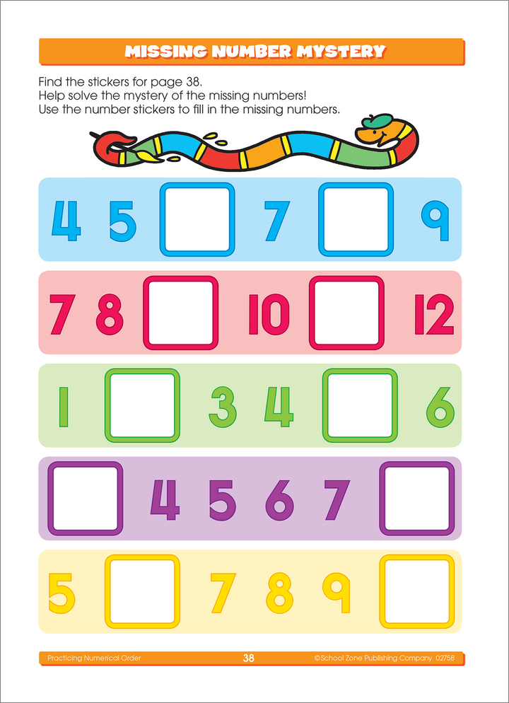 Kids will learn about numerical order and much more with Math Stickers Workbook.