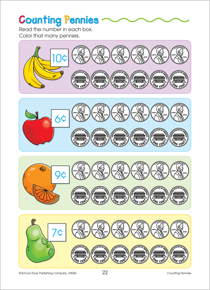 Bold, bright illustrations in Numbers Fun! Write & Reuse Workbook make it easier to focus.