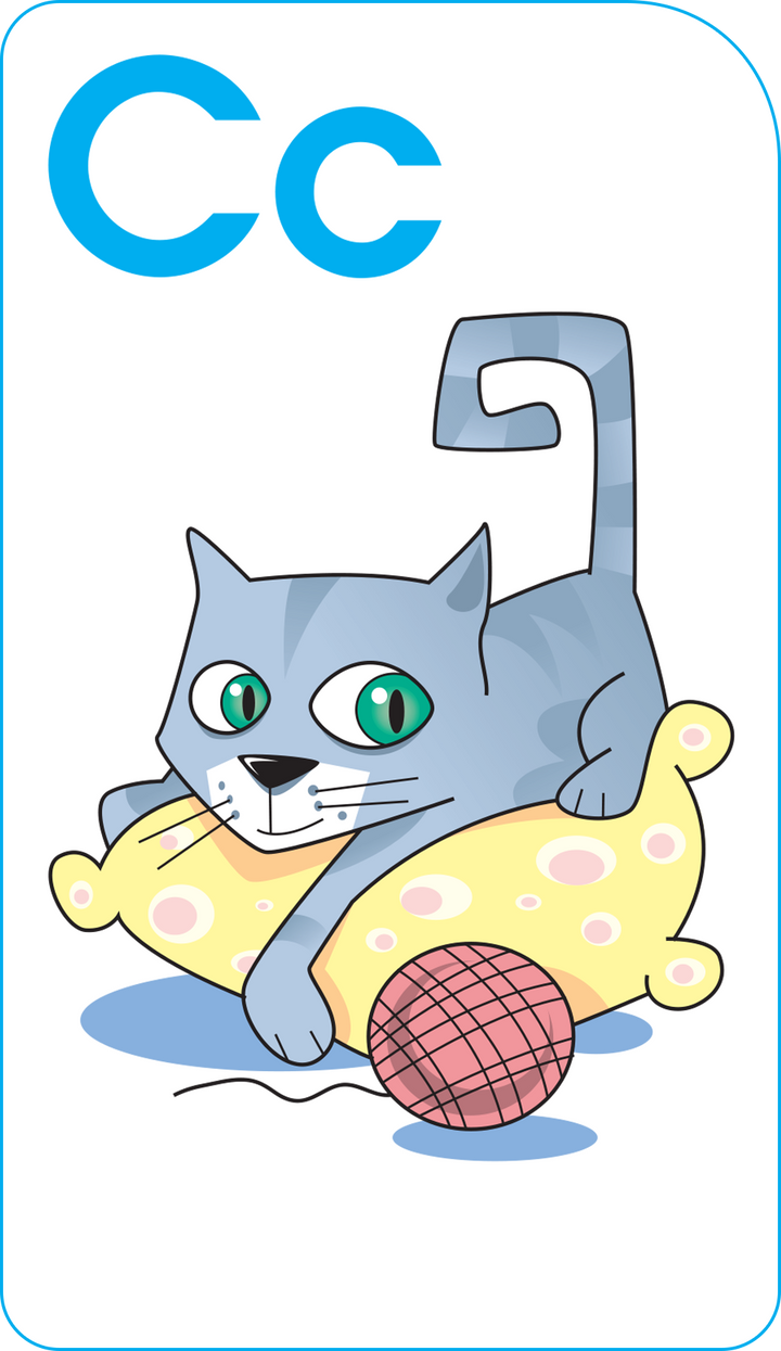 Cute illustrations help kids focus on Alphabet Fun Flash Cards.