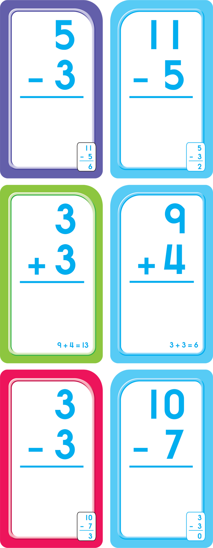 Kids can improve problem-solving speed and accuracy with Get Ready Flash Cards Addition & Subtraction 2-Pack Grades 1-2.