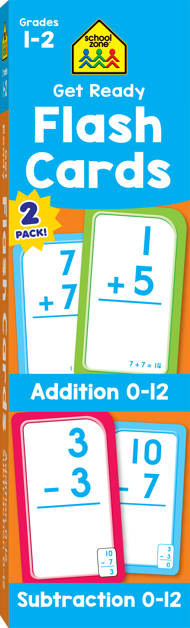 This Get Ready Flash Cards Addition & Subtraction 2-Pack Grades 1-2 helps build a strong math foundation.