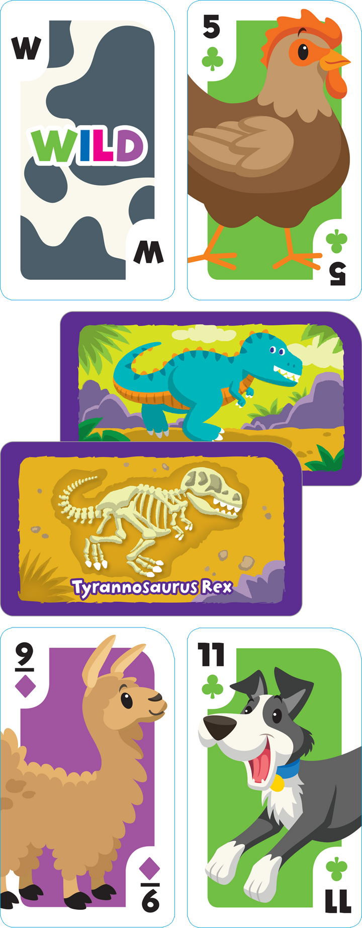 The games in this Get Ready Game Cards Farm Animal Rummy & Dino Dig 2-Pack will make great take-anywhere fun and learning!