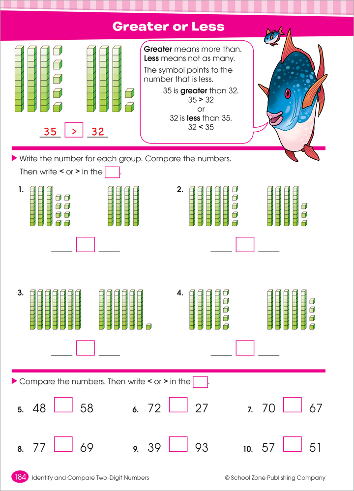 Young students working on Big Third Grade Workbook will get plenty of practice working with large numbers.