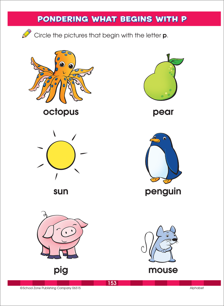 Big Preschool Workbook will bolster your child's vocabulary and language skills while practicing beginning and ending sounds.
