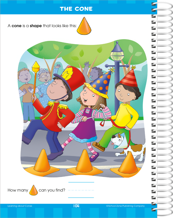 The Cone workbook page has you count the cones in a picture of people marching in a parade.