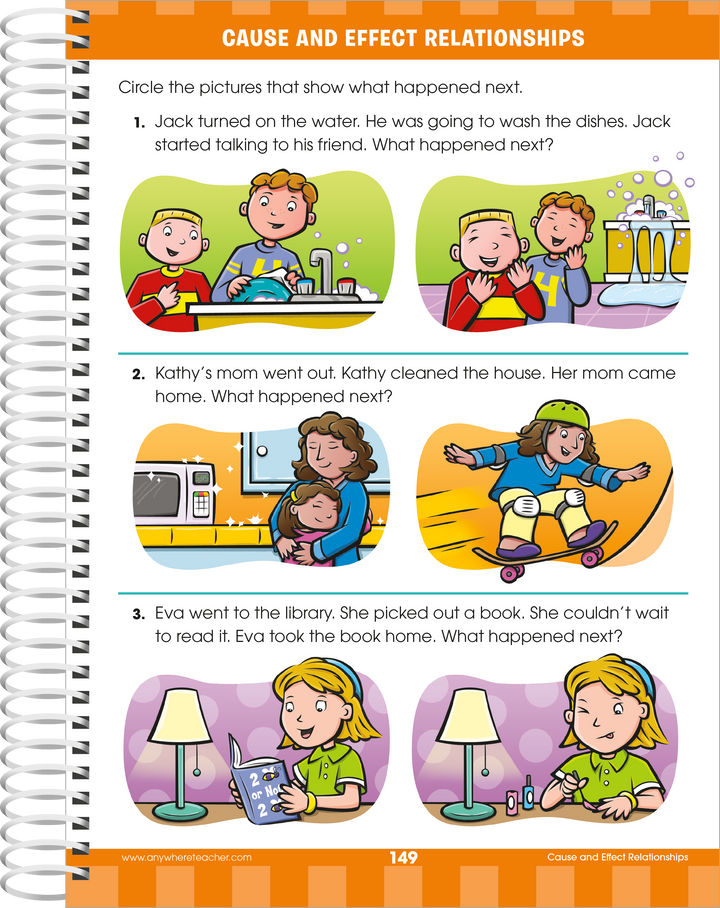 Use logic to answer cause and effect relationship questions with this workbook page.