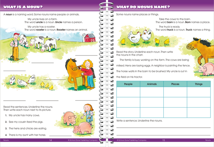 Reading and comprehension are important skills sharpened in Big Second Grade Workbook.