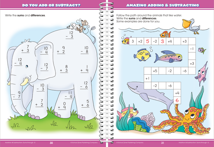A variety of creative learning strategies in Big Math 1-2 Workbook make practice more fun.