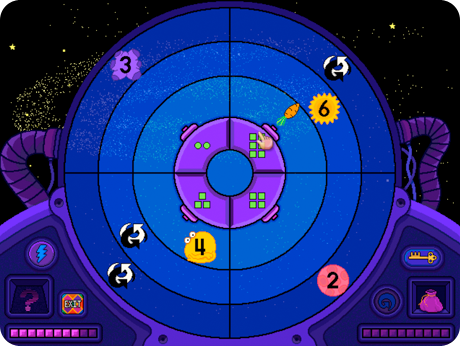 Astrosplat game scene firing a carrot