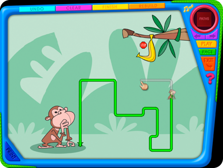 drawing a simple maze from monkey to banana