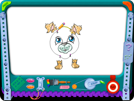 drawing a dot-to-dot dog with only ears, face, and mouth visible