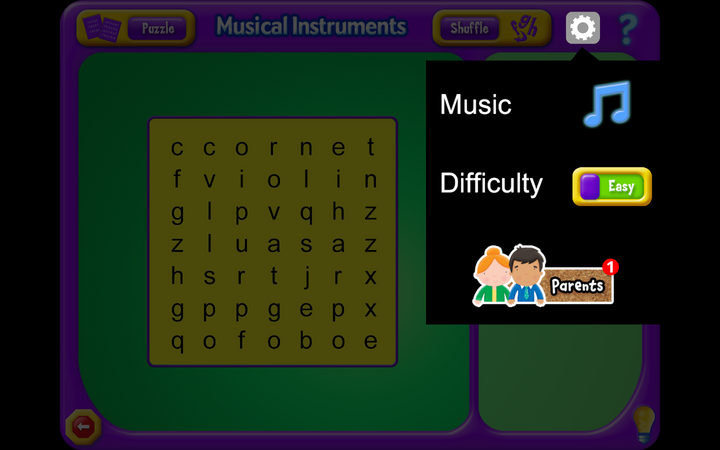 Children learn how to pronounce familiar and exotic words in Word Search Software (Windows Download).