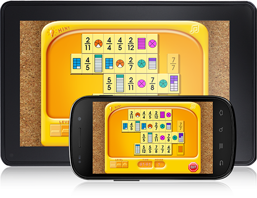 tile game uses fraction equations and images of fractions