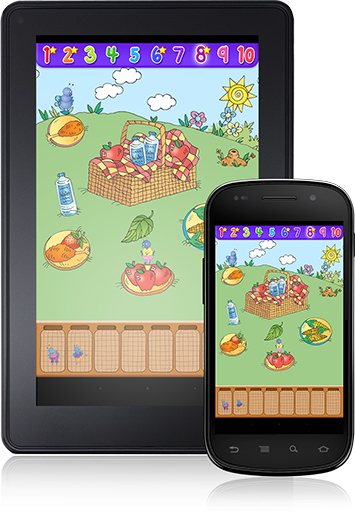 outside scene of picnic basket of food and water with plates of chicken legs and apples around it