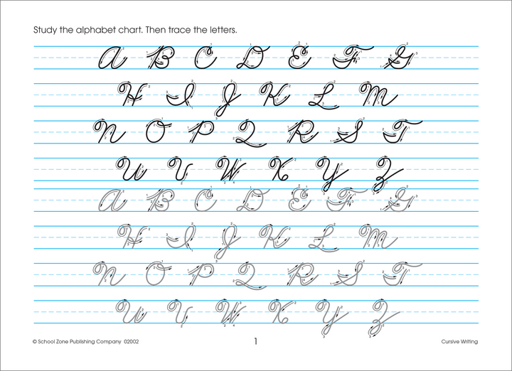 Cursive Writing 3-4 Workbook has practice for every letter in the alphabet.