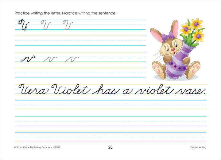 Cursive Writing 3-4 Workbook uses amusing illustrations and practice sentences to keep kids interested.