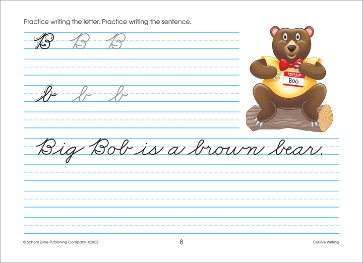 Kids using Cursive Writing 3-4 Workbook will get accustomed to the cursive connected writing style.