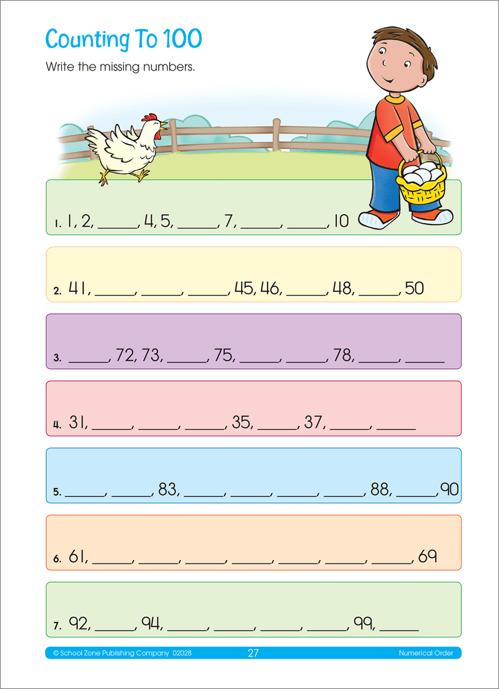 Simple exercises in Math Basics 1 Workbook are used to reinforce other concepts, such as using counting to teach greater than and less than.