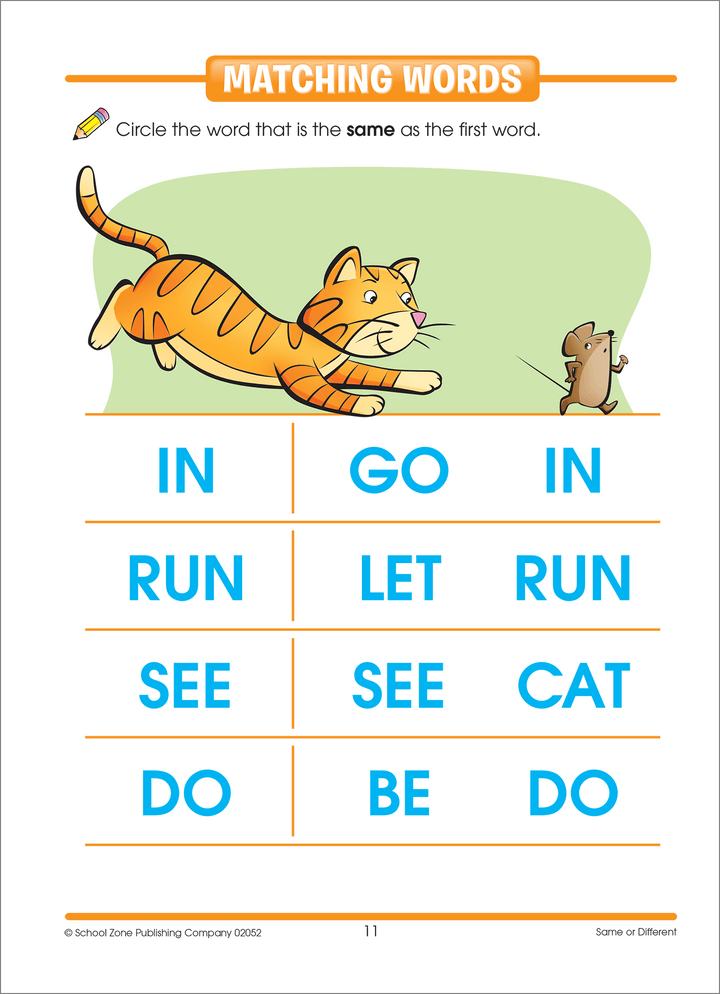 Preschoolers and kindergartners build important skills with this Same or Different Workbook.