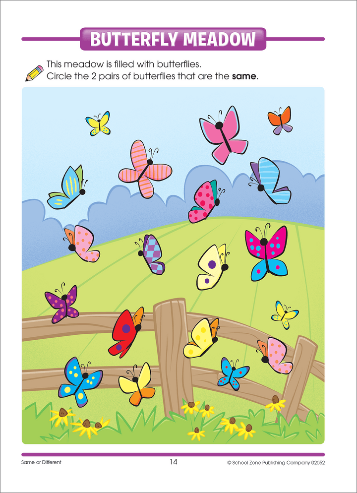 The charming illustrations in this Same or Different Workbook help little ones focus.