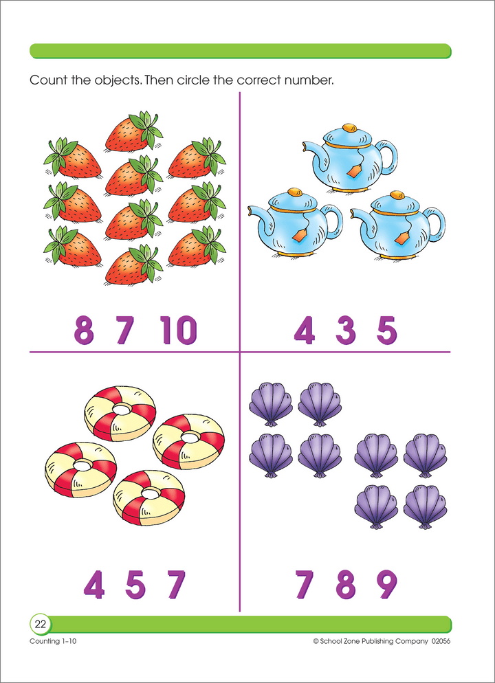 This Counting 1-10 Workbook begins work with sets.