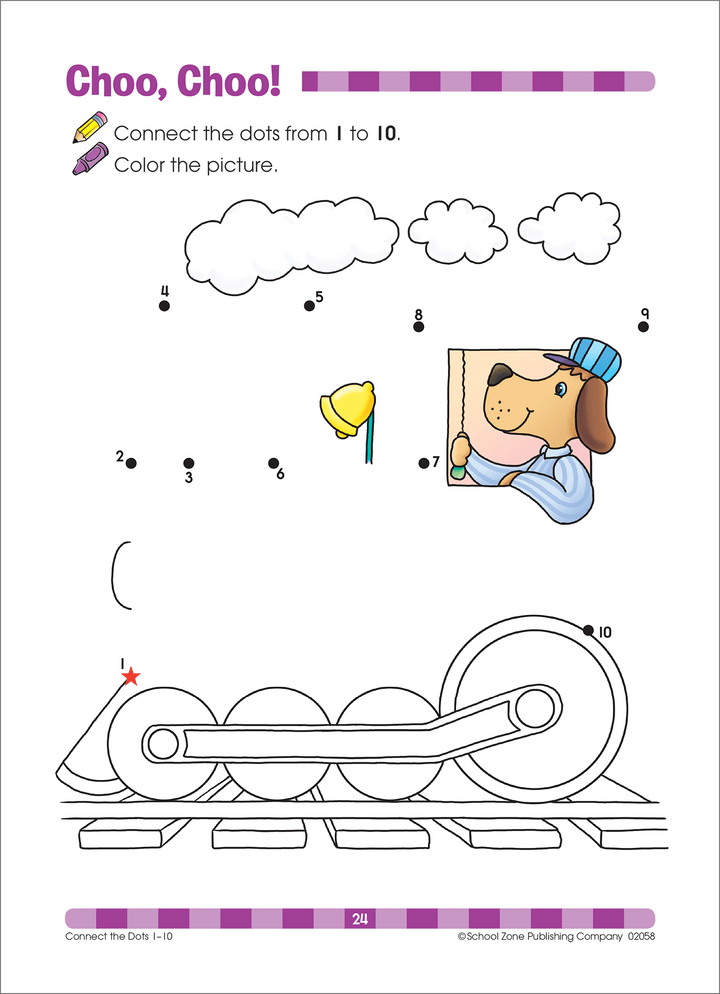 Watch kids make adorable pictures to color as they learn to count with this Connect the Dots Workbook.