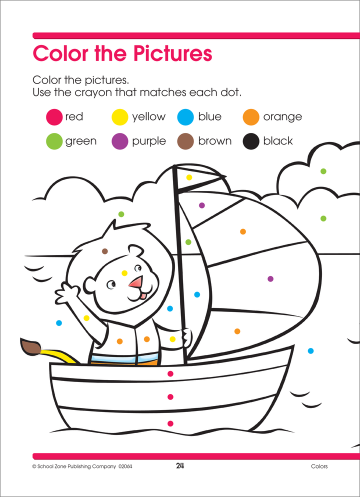 Preschoolers will also get practice following directions with this Colors Workbook.