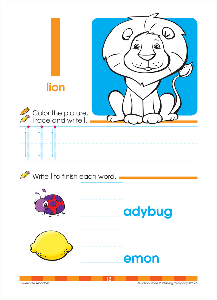 This Lowercase Alphabet Workbook approaches lowercase letters with a variety of strategies.