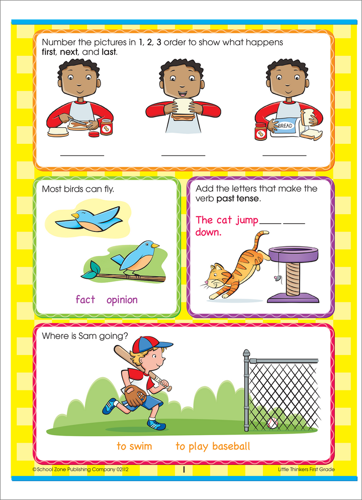 Kids will practice sequencing, logic, and more with Little Thinkers First Grade Workbook.